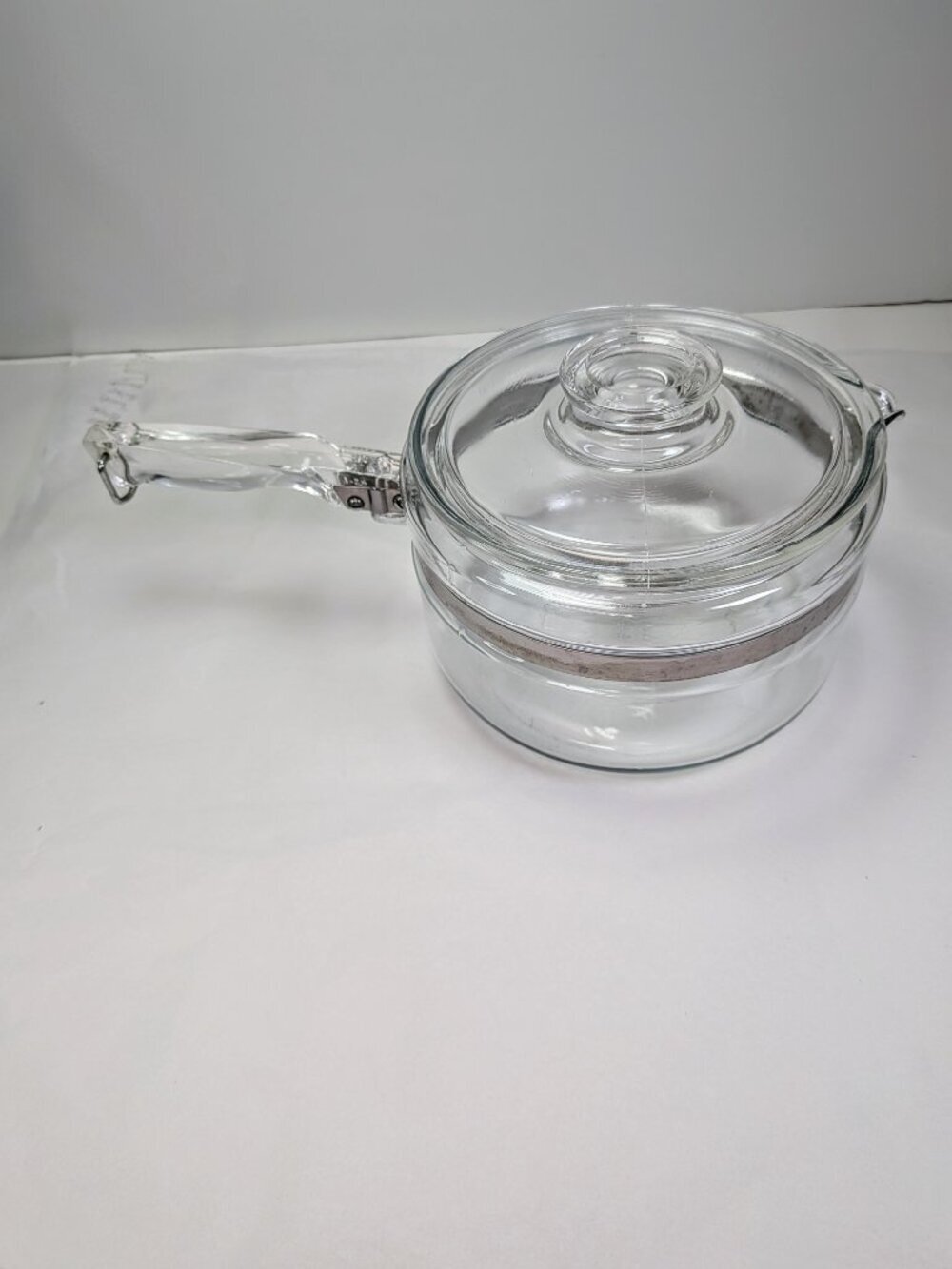 Vintage Pyrex Flameware 2 Quart Glass Covered Saucepan Pot Lid 6214-B 6213-C